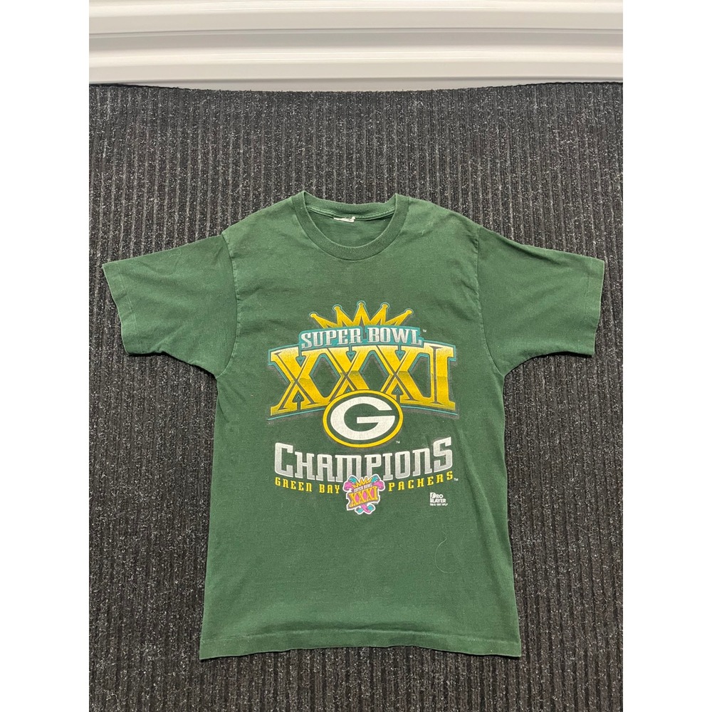 Vintage 1997 Green Bay Packers Super Bowl XXXI Champions T-Shirt Pro Layer Green